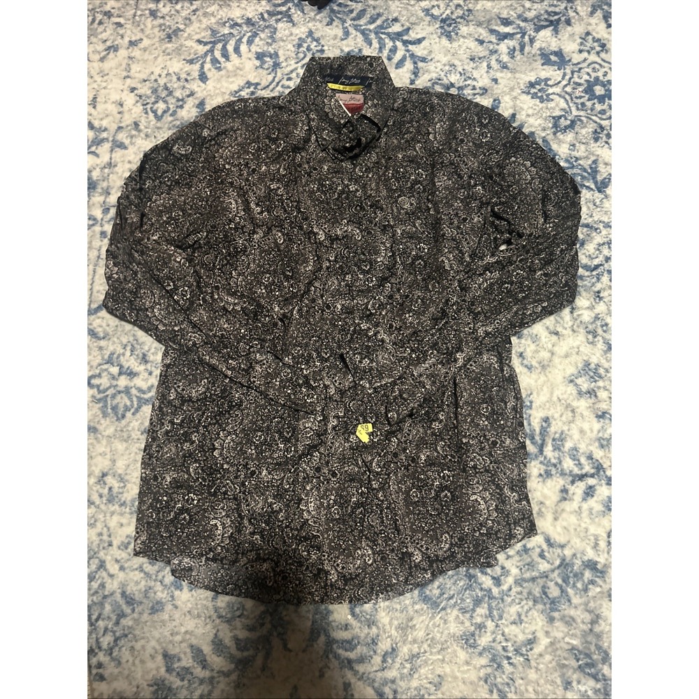 Wrangler George Straight Men's Size L Black Paisley Button Down Shirt